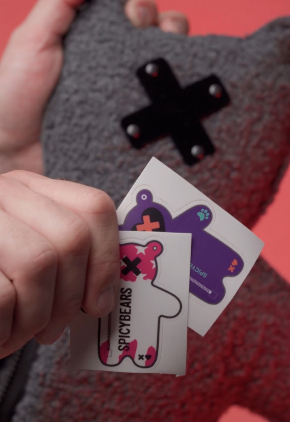 NIMBU | Dark Gray Cloud Bouclé | Black Acrylic Bear Bag - SPICYBEARS