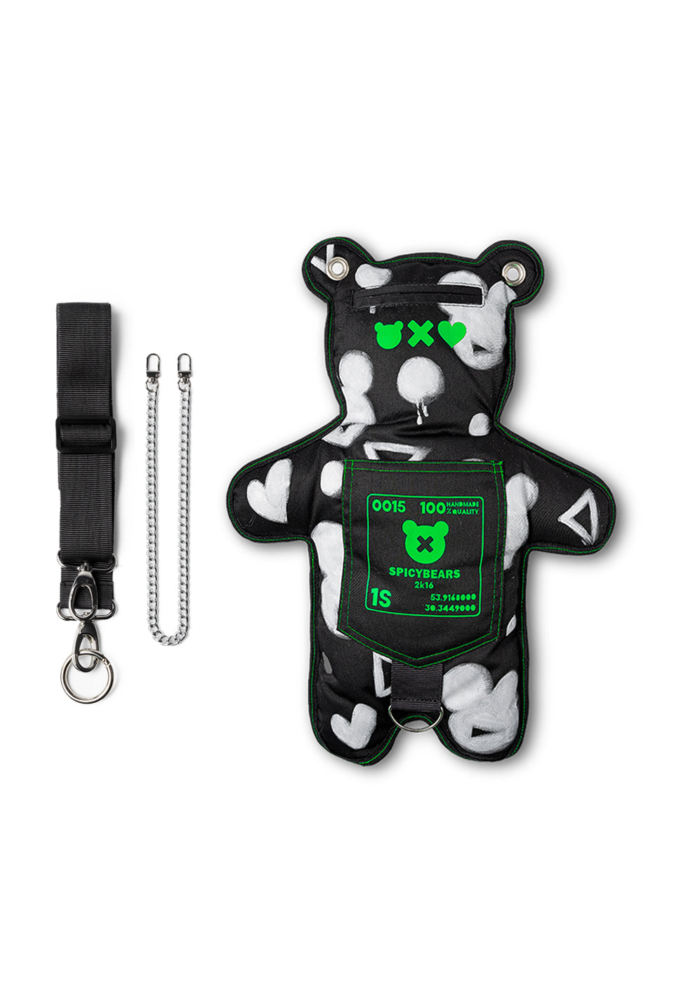 THE DXPEST | HAND-PAINTED EDITION | Black & White | Neon Green Bear Bag