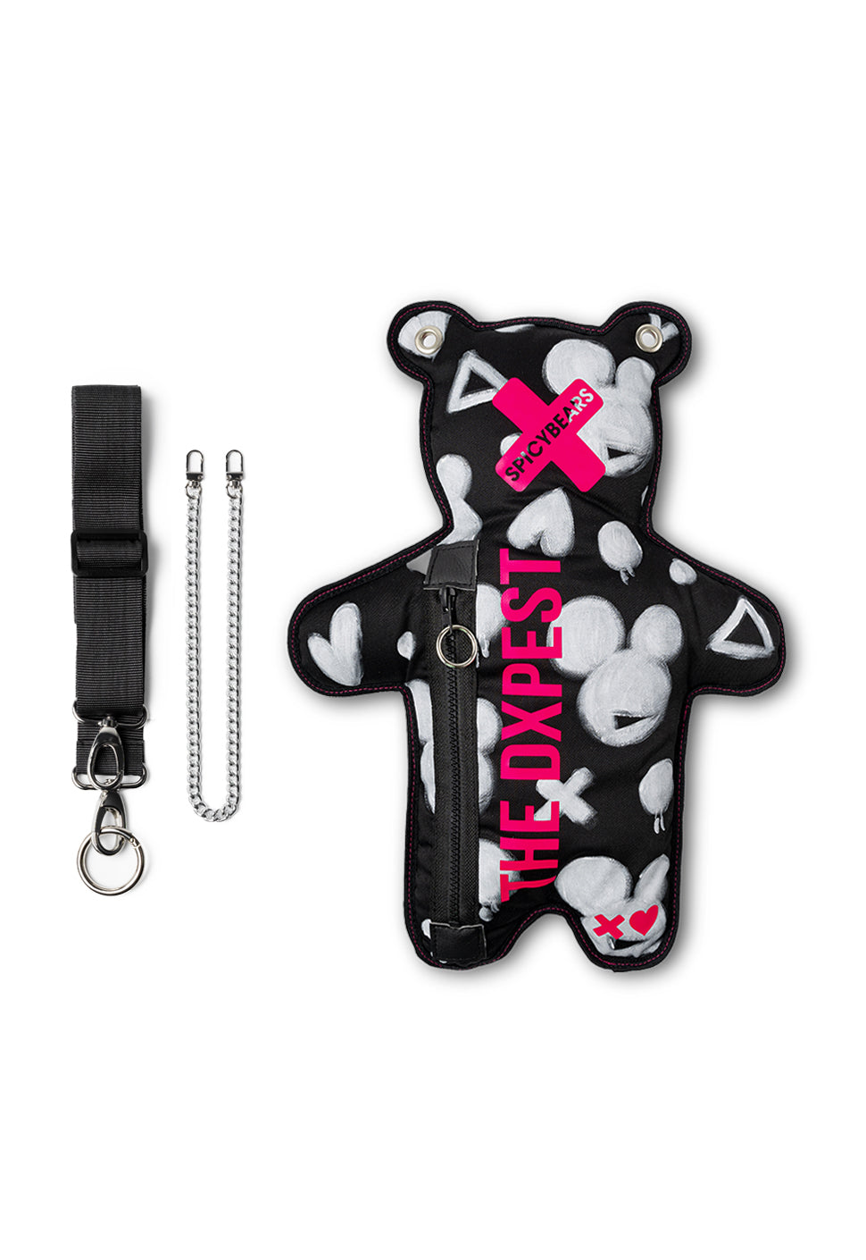 THE DXPEST | HAND-PAINTED EDITION | Black & White | Neon Pink Bear Bag