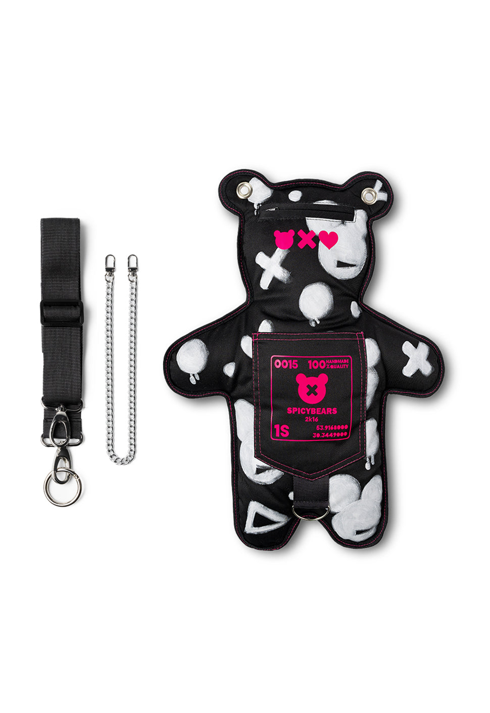 THE DXPEST | HAND-PAINTED EDITION | Black & White | Neon Pink Bear Bag