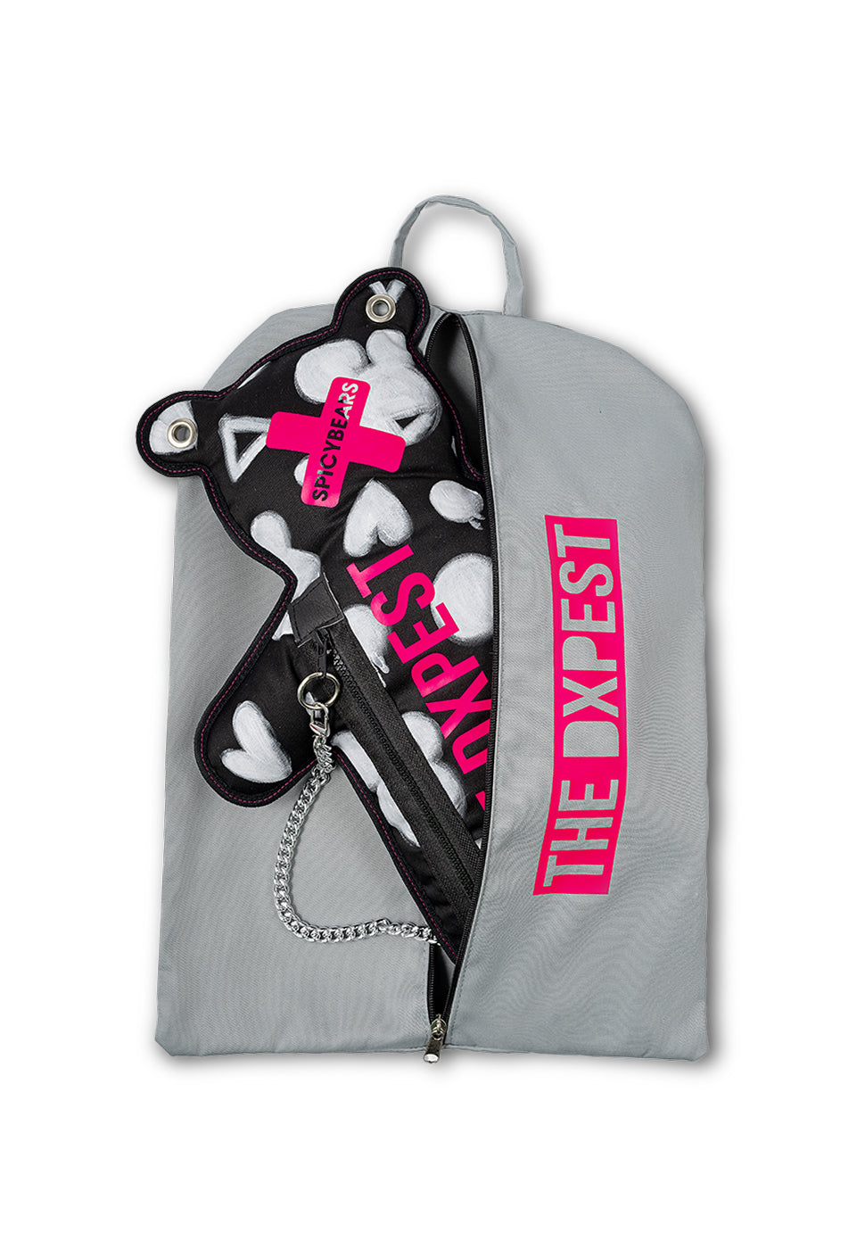 THE DXPEST | HAND-PAINTED EDITION | Black & White | Neon Pink Bear Bag