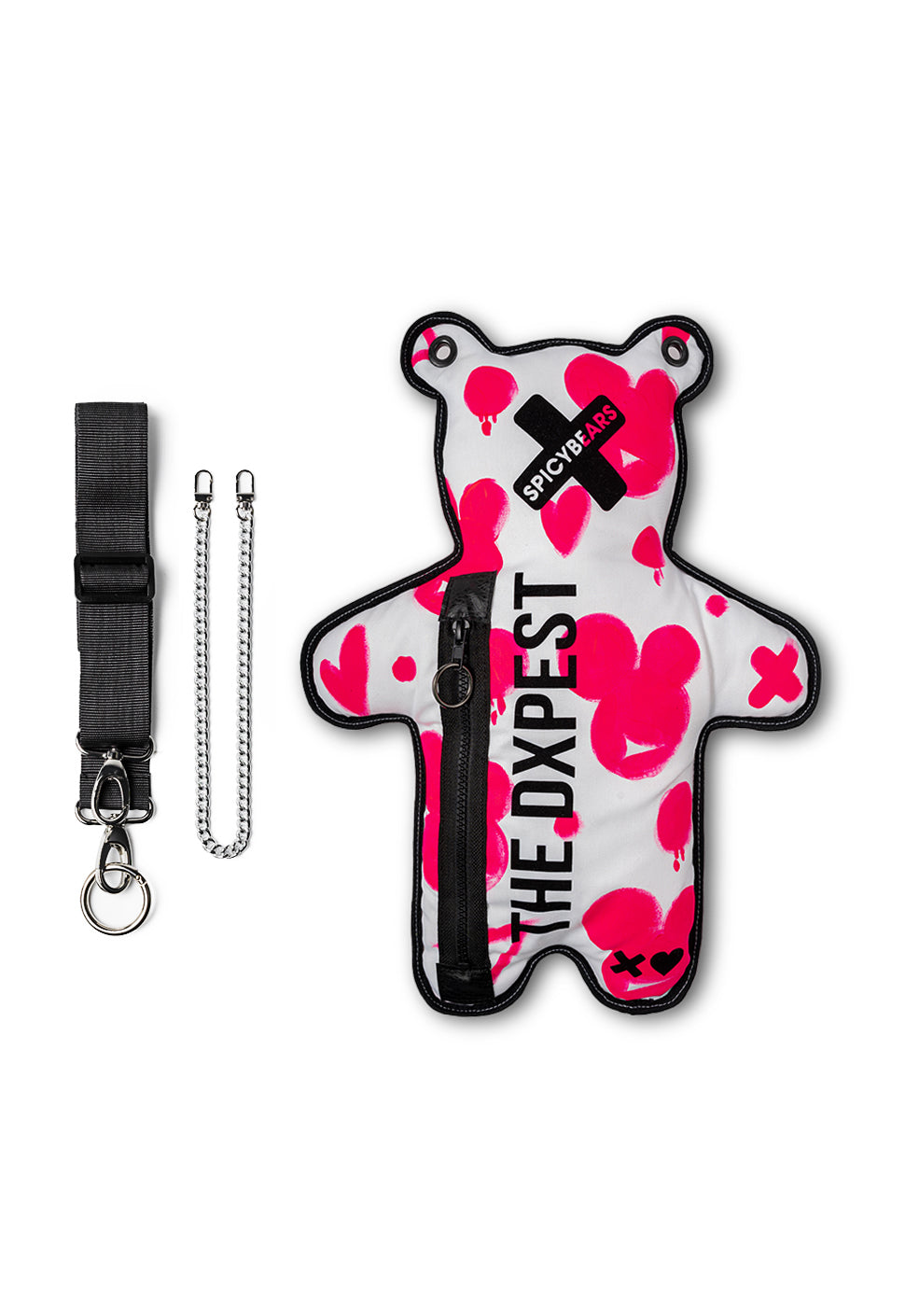 THE DXPEST | HAND-PAINTED EDITION | White & Neon Pink | Black Velvet Bear Bag