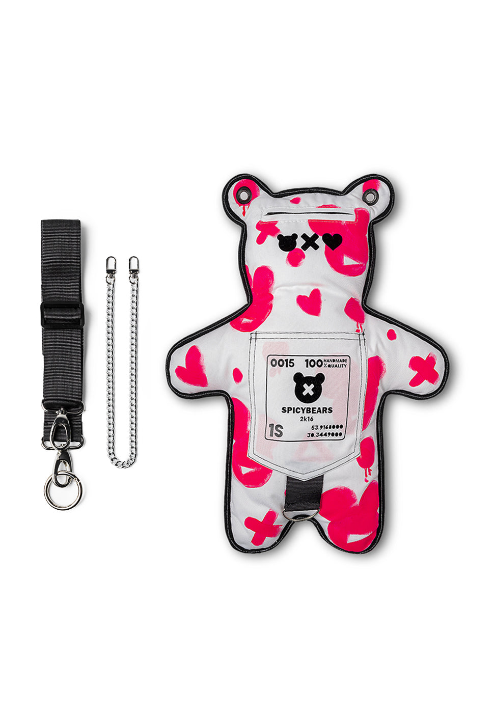 THE DXPEST | HAND-PAINTED EDITION | White & Neon Pink | Black Velvet Bear Bag