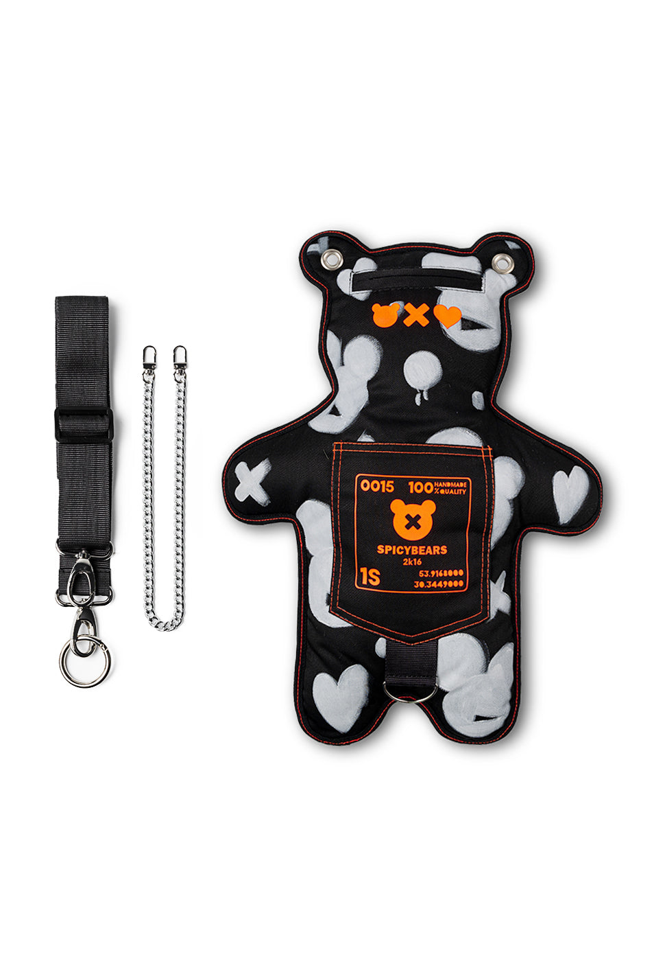 THE DXPEST | HAND-PAINTED EDITION | Black & White | Neon Orange Bear Bag