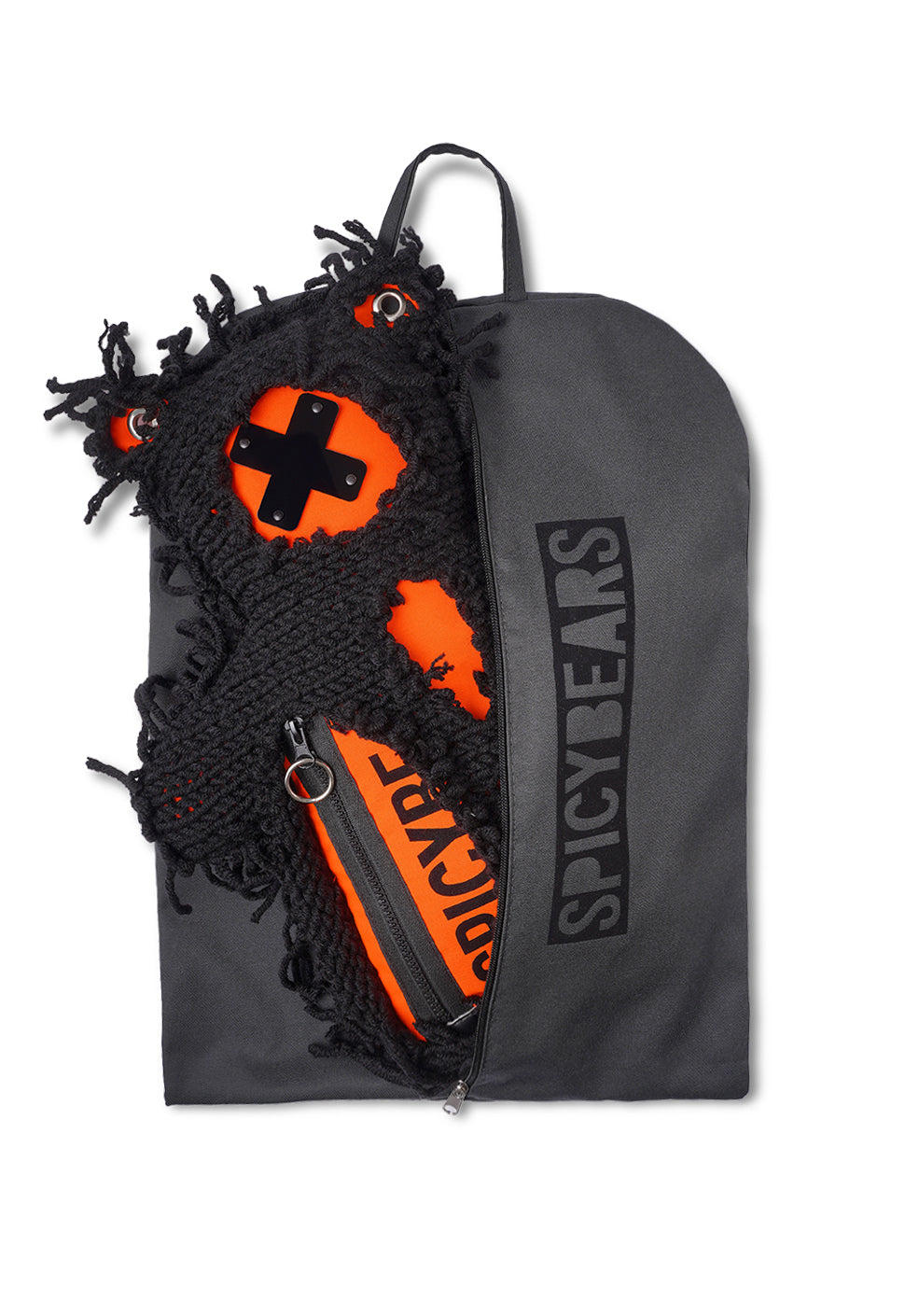 Neon Orange | Black Semi-Wool Coat | Spooky Bear Bag - SPICYBEARS