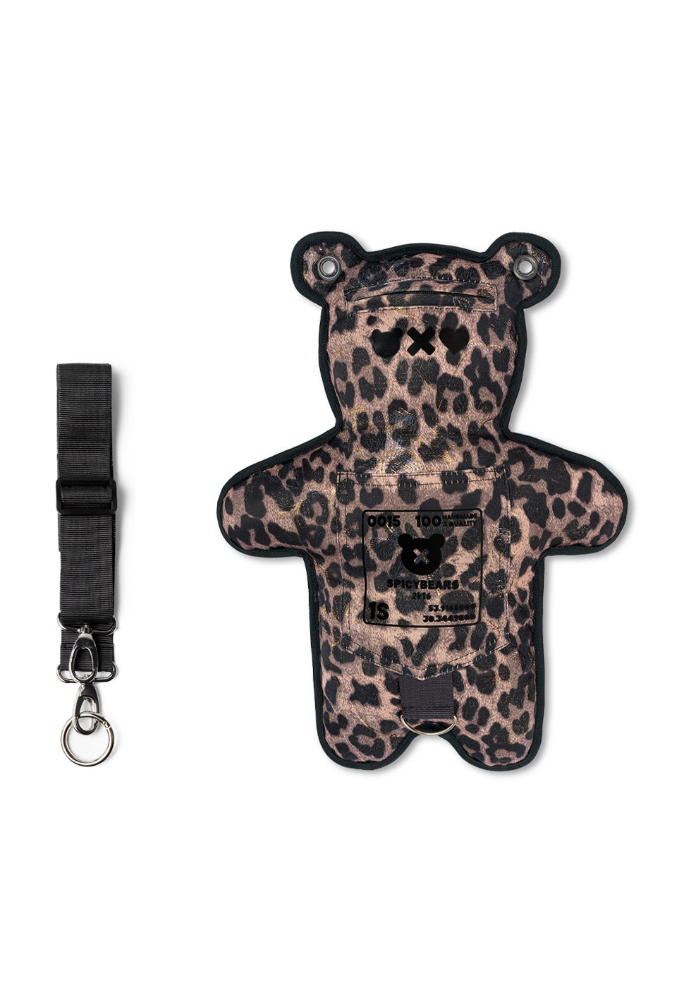 Brown Leo Jacquard | Black Glitter Bear Bag