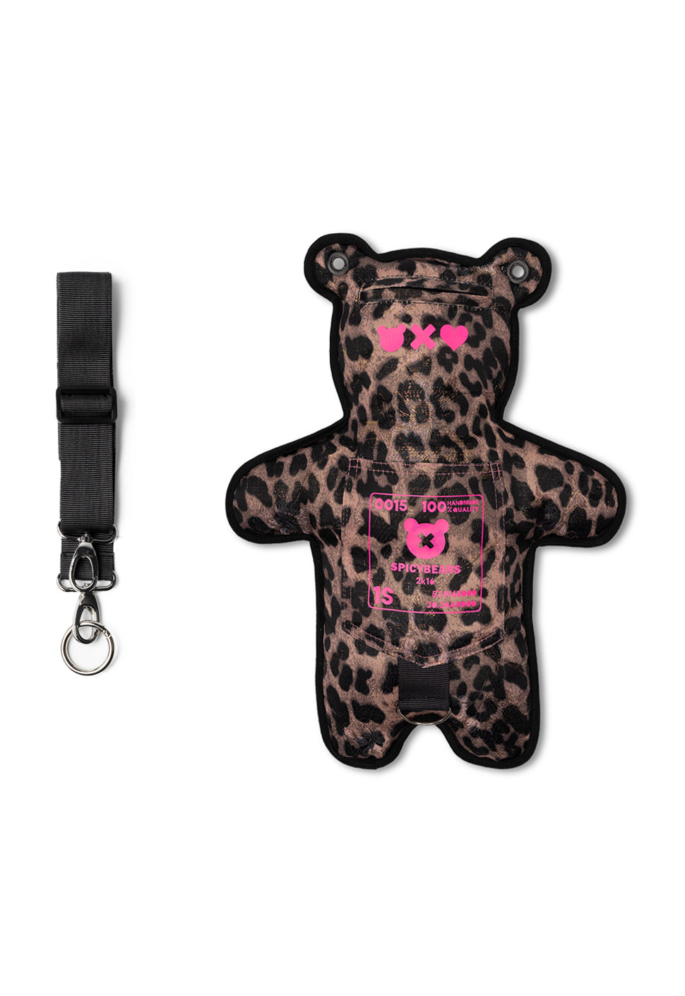 Brown Leo Jacquard | Pink Glitter Bear Bag