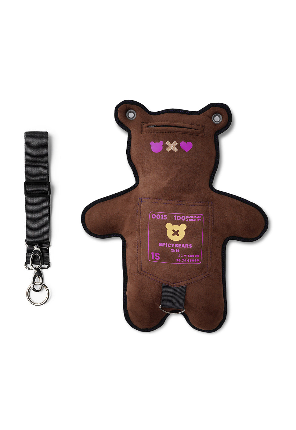 Choco | Gold Glitter - Neon Purple | Faux Suede Bear Bag