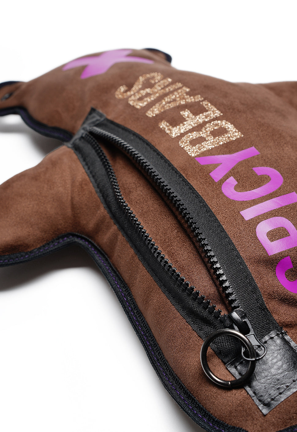 Choco | Neon Purple - Gold Glitter | Faux Suede Bear Bag