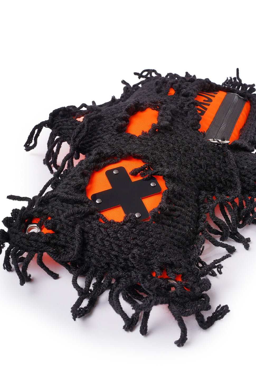 Neon Orange | Black Semi-Wool Coat | Spooky Bear Bag - SPICYBEARS