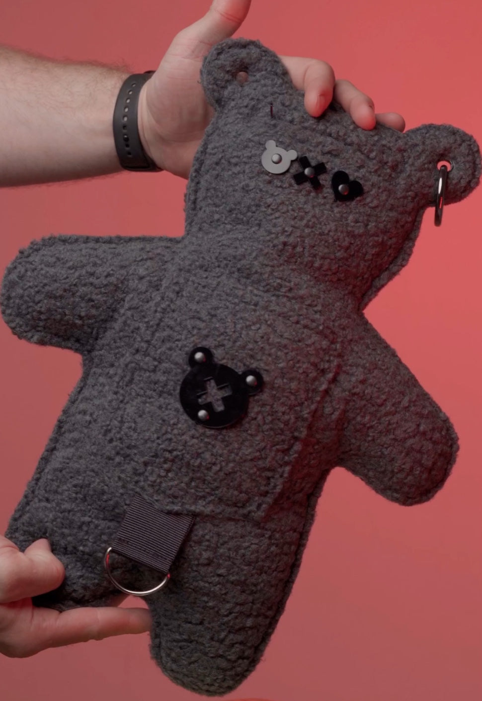 NIMBU | Dark Gray Cloud Bouclé | Black Acrylic Bear Bag - SPICYBEARS