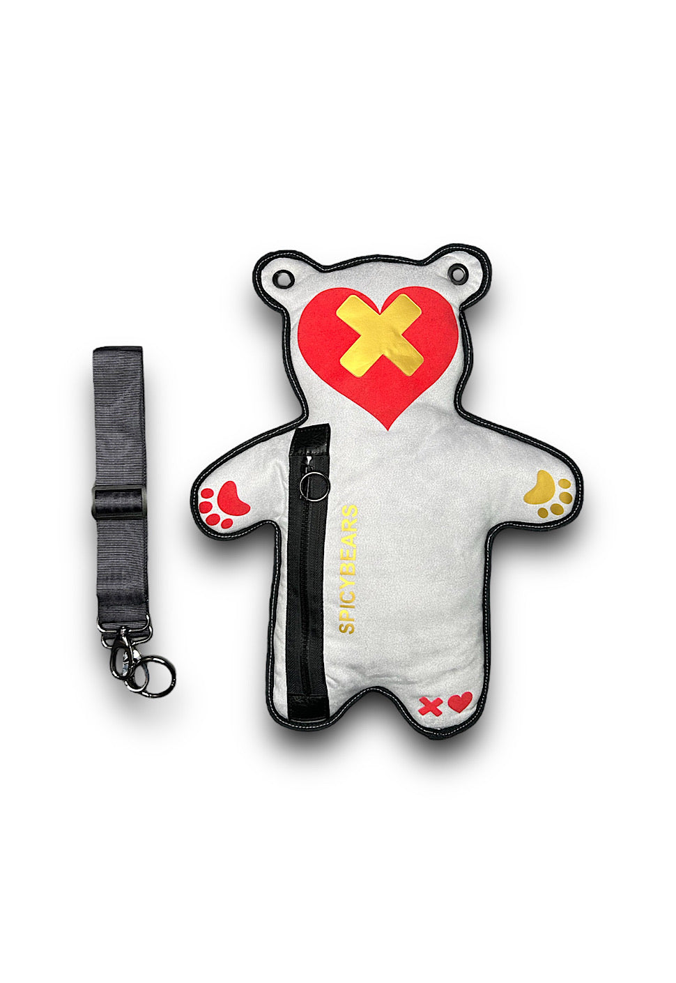 Gray Faux Suede | Gold | Red Velvet Heart Bear Bag