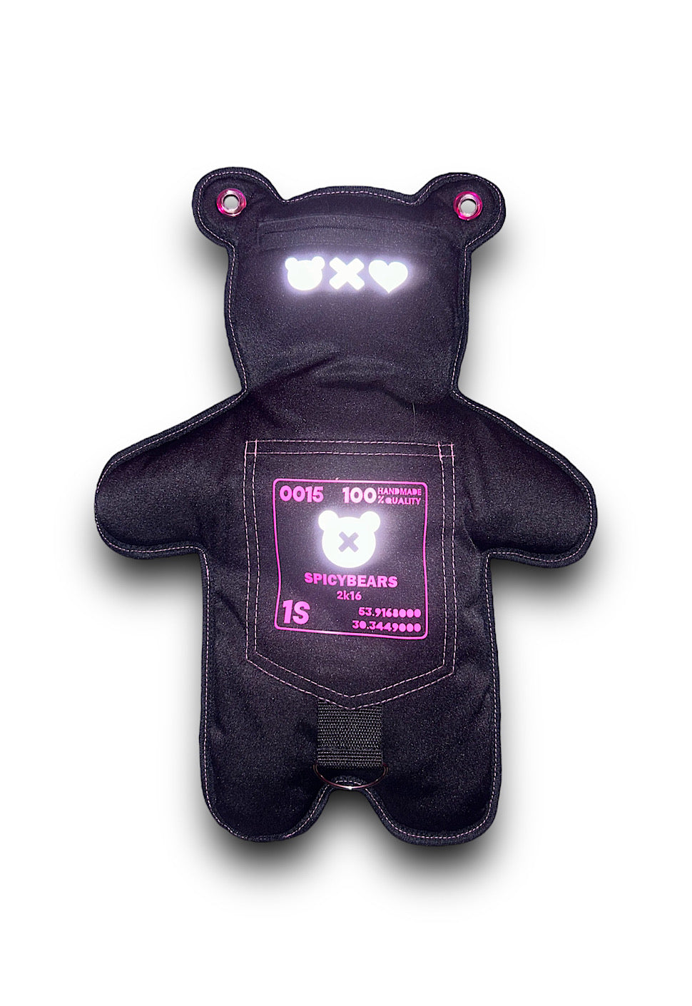 Black | Pink Reflective Bear Bag