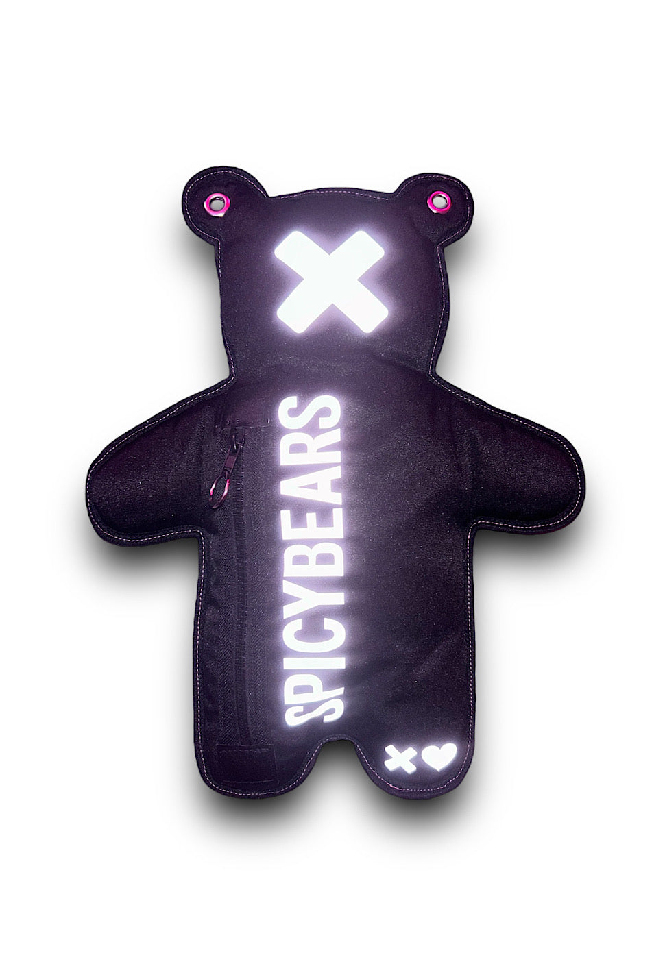 Black | Pink Reflective Bear Bag