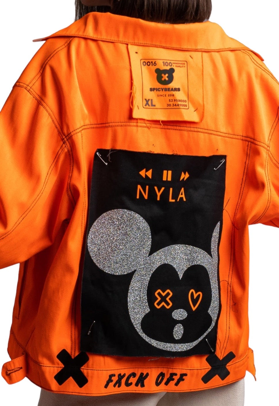 Neon Orange Oversized Jacket "MOOD NYLA" - SPICYBEARS