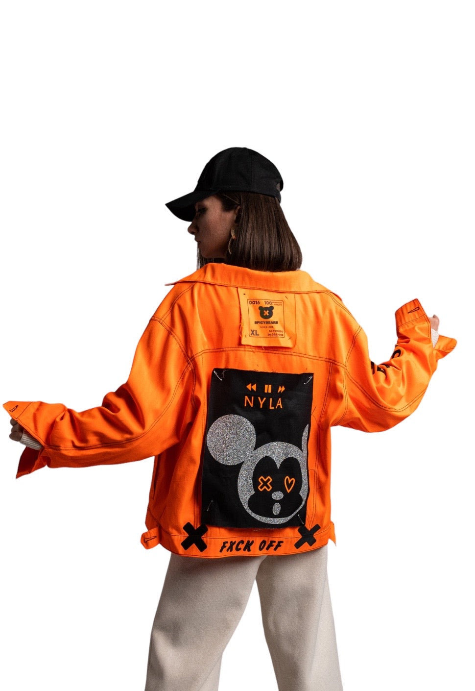 Neon Orange Oversized Jacket "MOOD NYLA" - SPICYBEARS