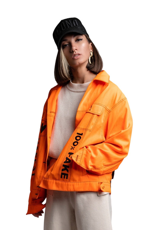 Neon Orange Oversized Jacket "MOOD NYLA" - SPICYBEARS