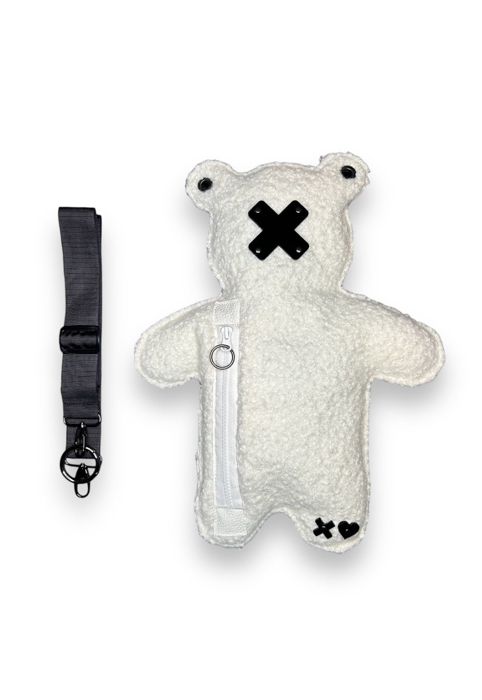 ICY | White Bouclé | Black Acrylic Bear Bag