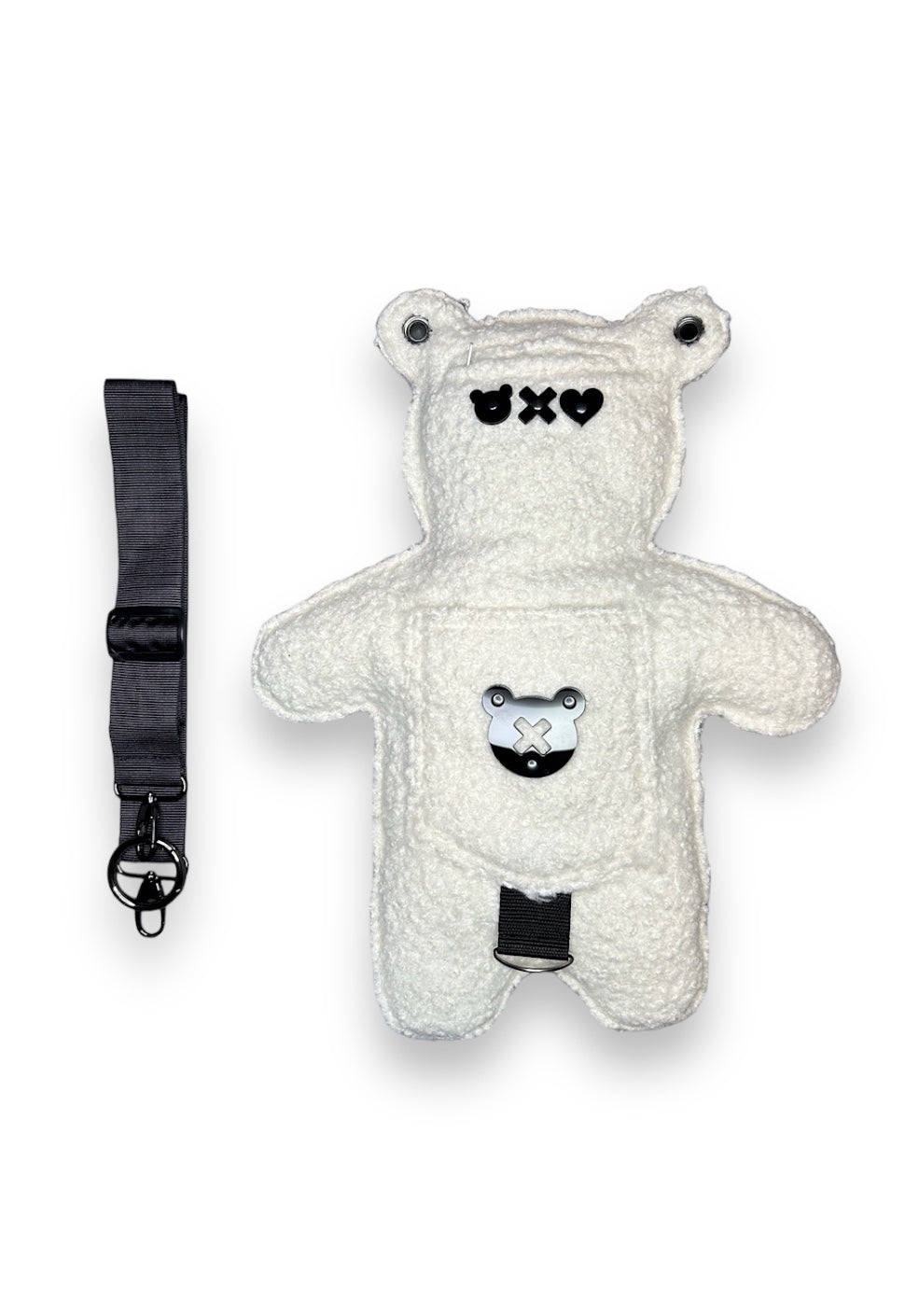 ICY | White Bouclé | Black Acrylic Bear Bag