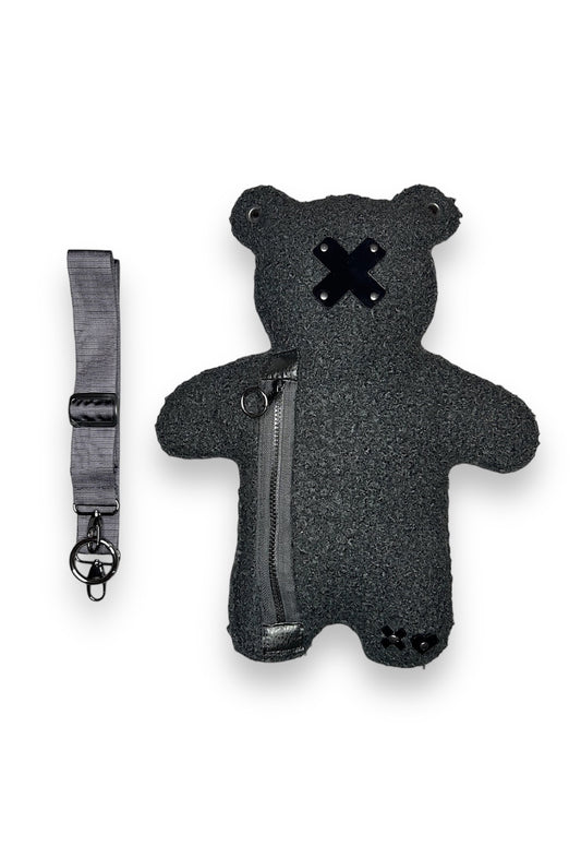 BLACK CUB | Black Bouclé | Black Acrylic Bear Bag