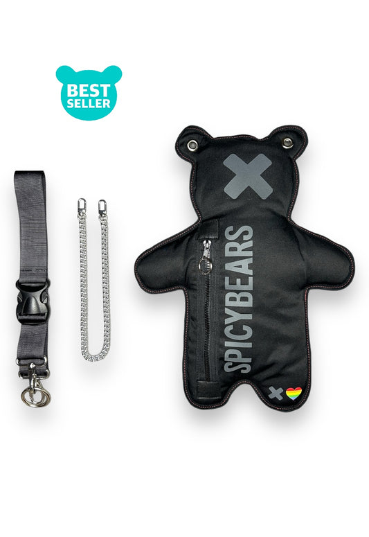 Black | Black Reflective Bear Bag | Rainbow Heart Edition