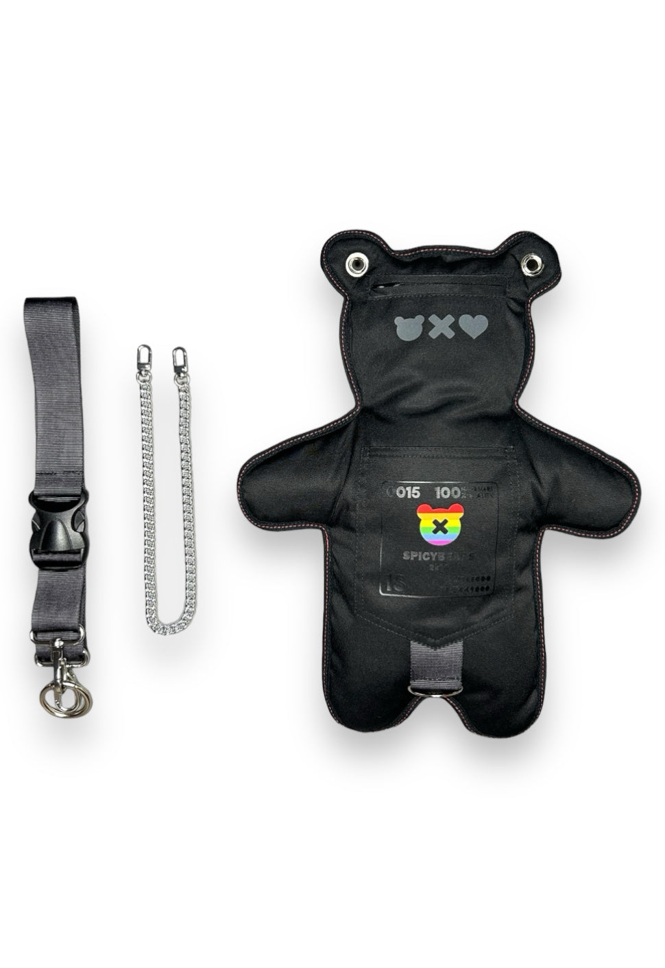 Black | Black Reflective Bear Bag | Rainbow Heart Edition