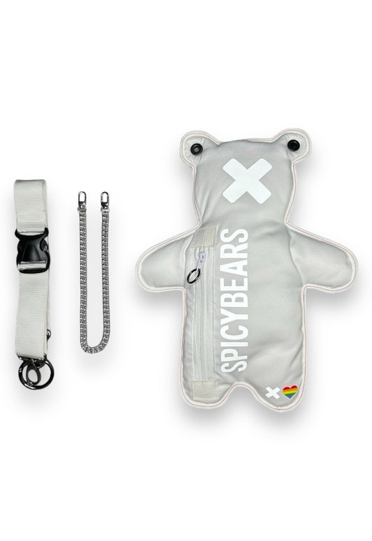 White | White Reflective Bear Bag | Rainbow Heart Edition