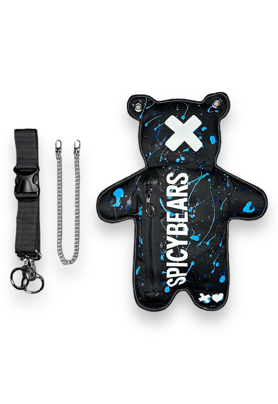 Black | White Reflective Bear Bag with a Splash Of Blue