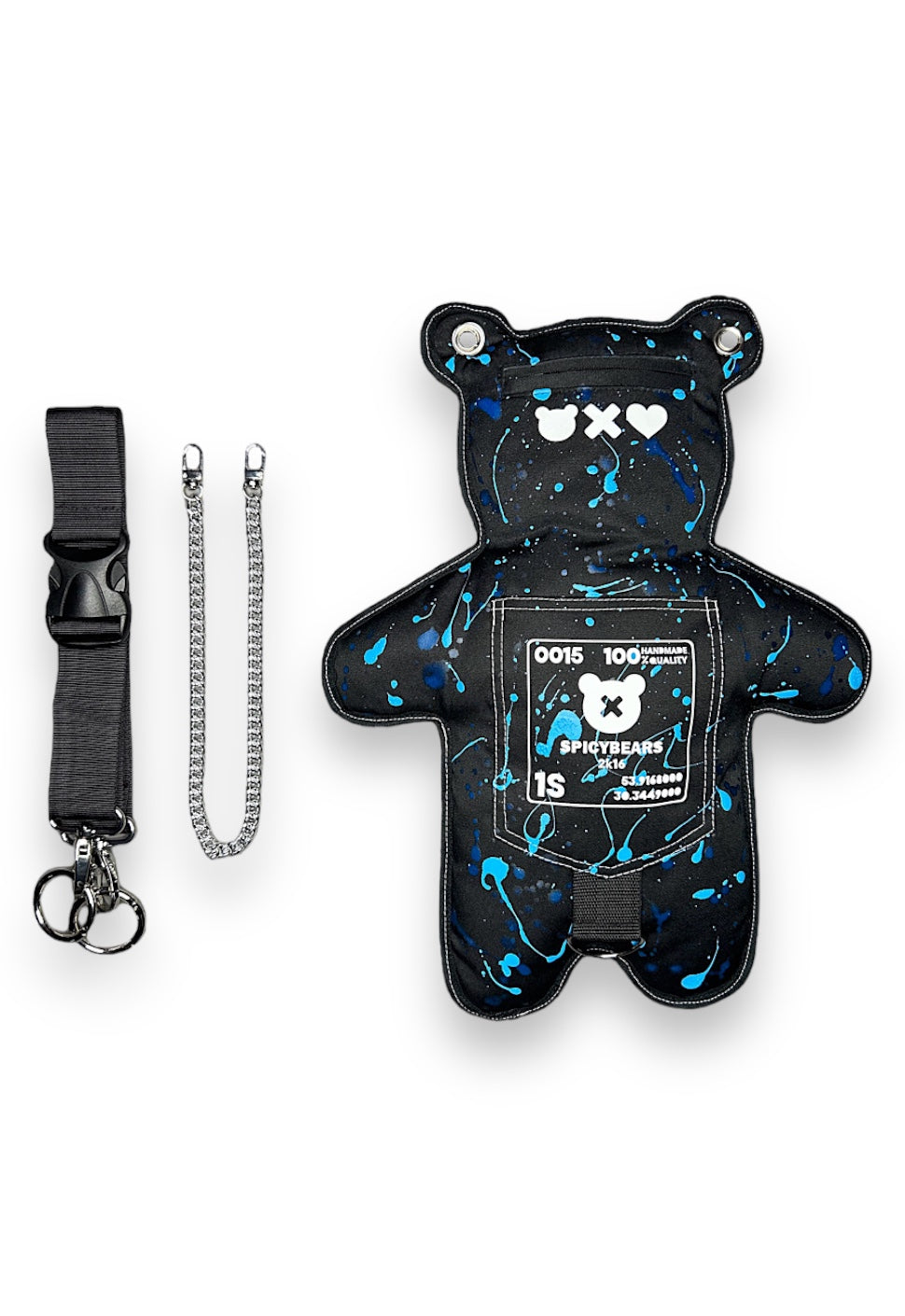 Black | White Reflective Bear Bag with a Splash Of Blue