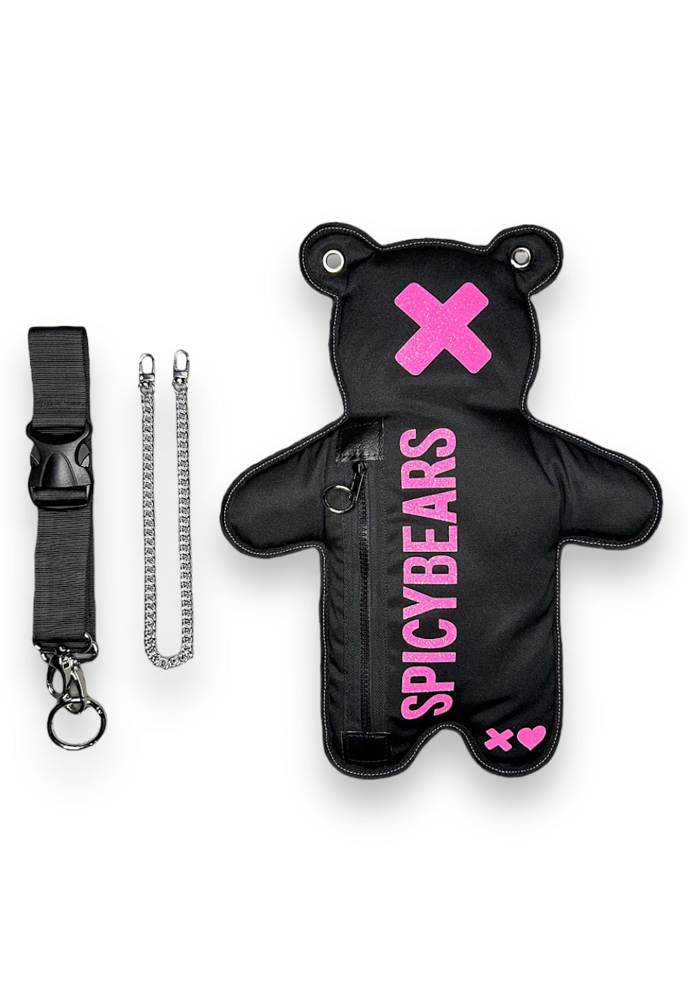 Black | Pink Glitter Bear Bag