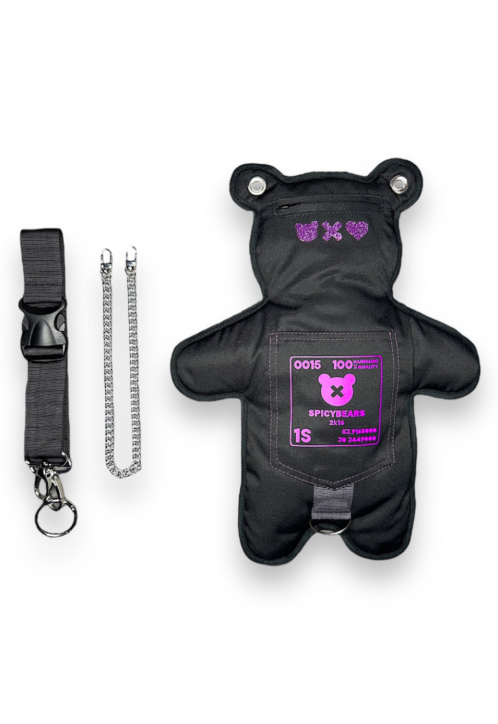 Black | Purple Glitter Bear Bag