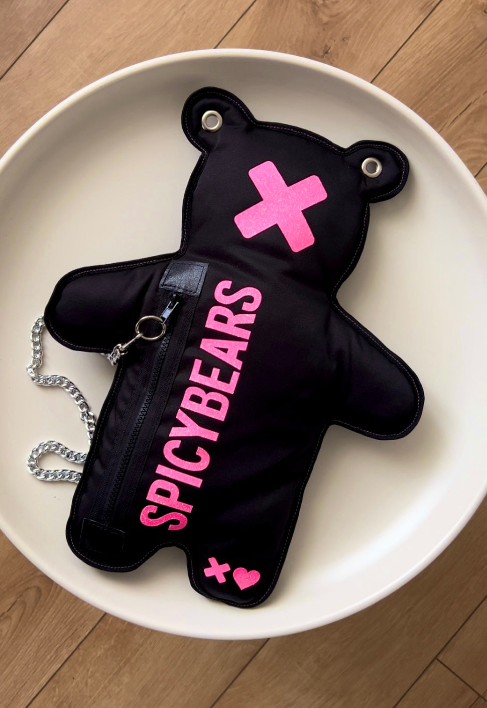 Black | Pink Glitter Bear Bag