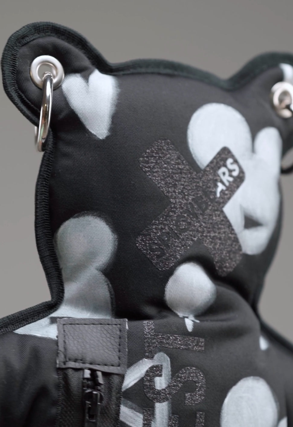 THE DXPEST | HAND-PAINTED EDITION | Black & White | Black Glitter Bear Bag