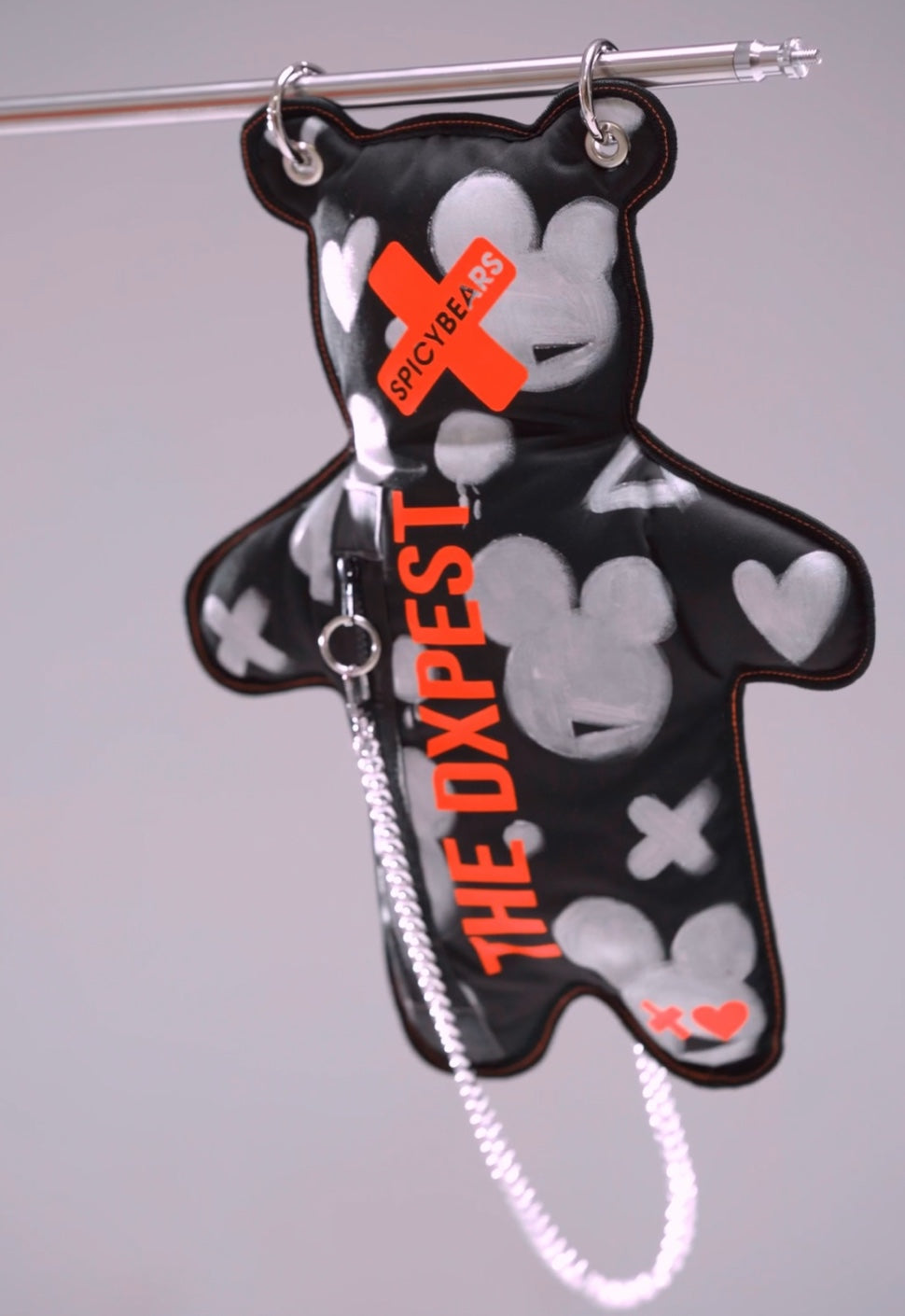 THE DXPEST | HAND-PAINTED EDITION | Black & White | Neon Orange Bear Bag