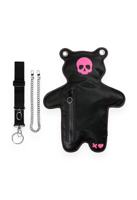 (In-Stock) SkullBEARS 2.0 |  Black | Reflective Pink Bear Bag