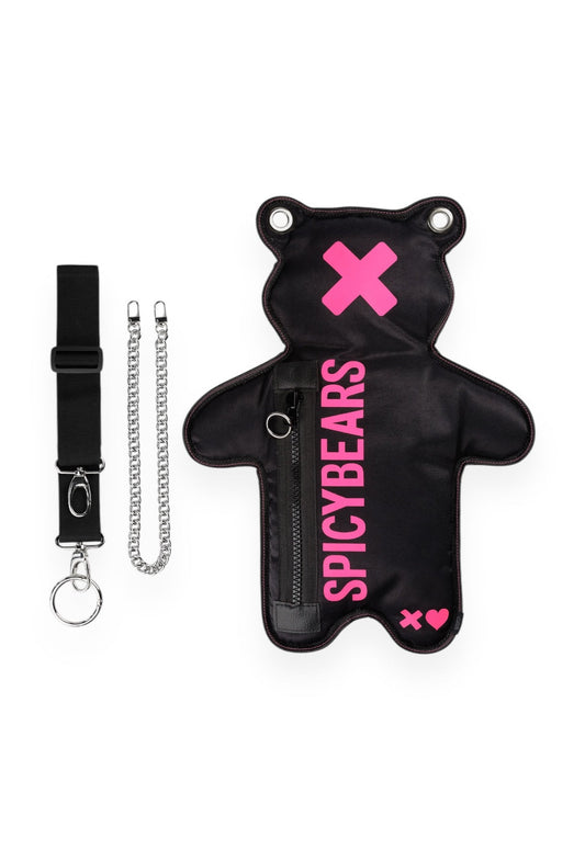 (In-Stock) Black | Fuchsia Bear Bag