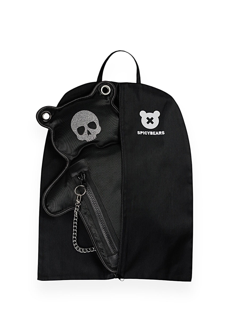 (In-Stock) SkullBEARS | Black | Silver Glitter Bear Bag