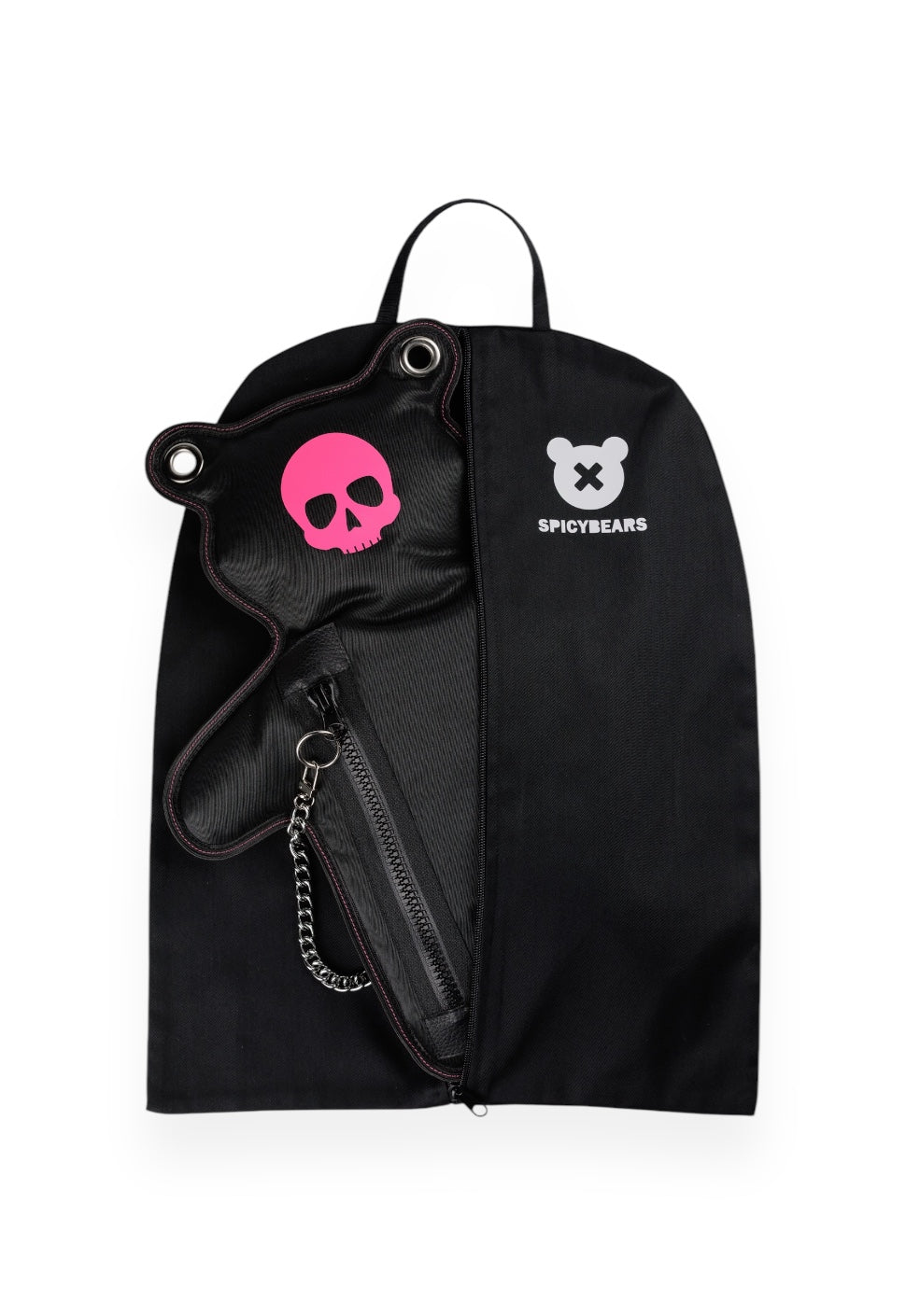 (In-Stock) SkullBEARS 2.0 |  Black | Reflective Pink Bear Bag