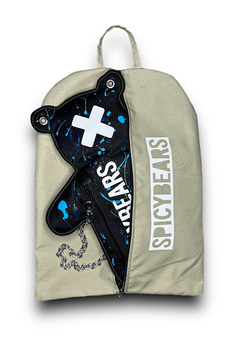 Black | White Reflective Bear Bag with a Splash Of Blue