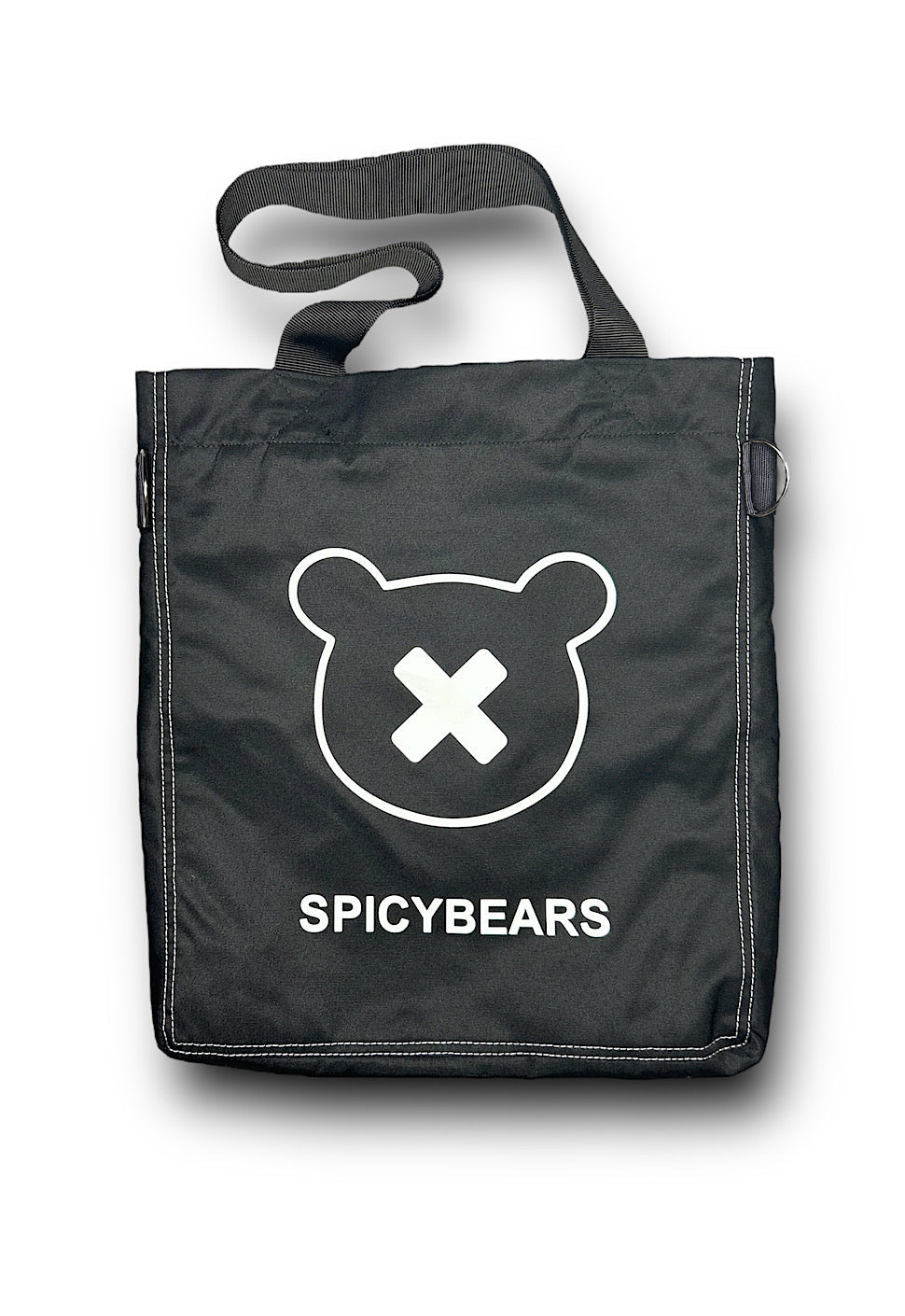 SPICYBEARS Logo Tote | Black | White Reflective - SPICYBEARS