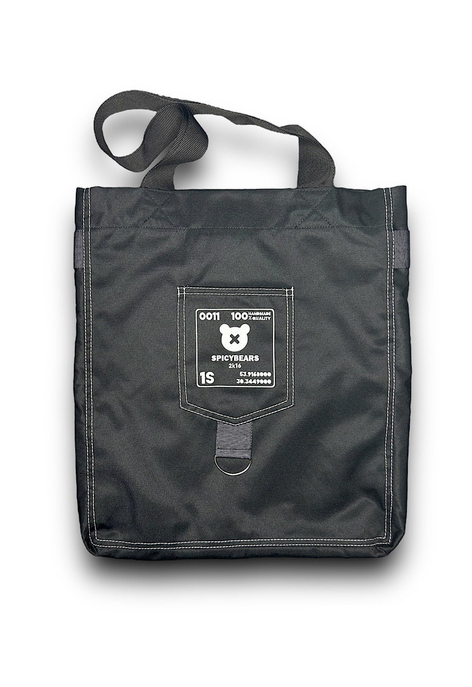 SPICYBEARS Logo Tote | Black | White Reflective - SPICYBEARS