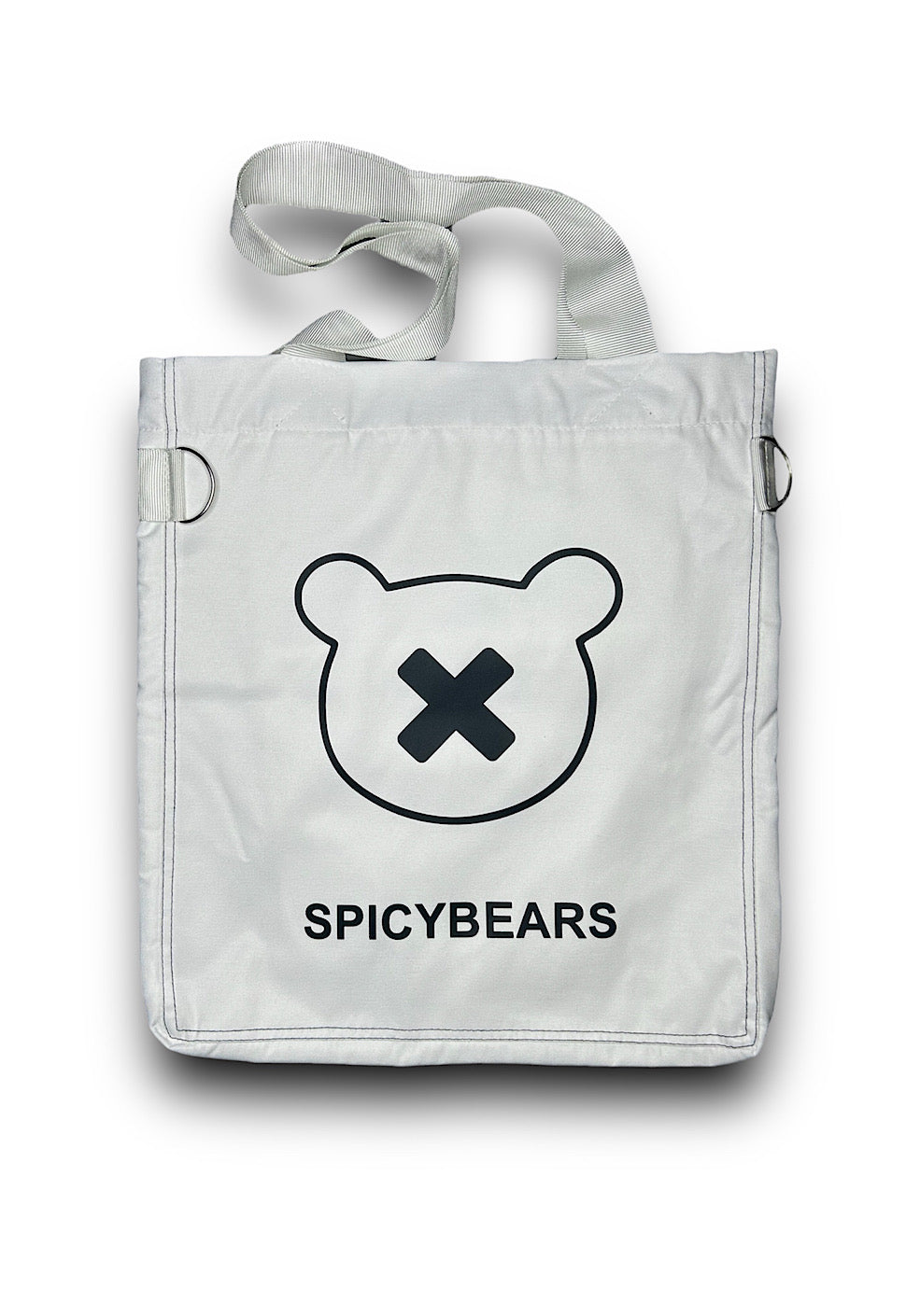 SPICYBEARS Logo Tote | White | Black Reflective - SPICYBEARS