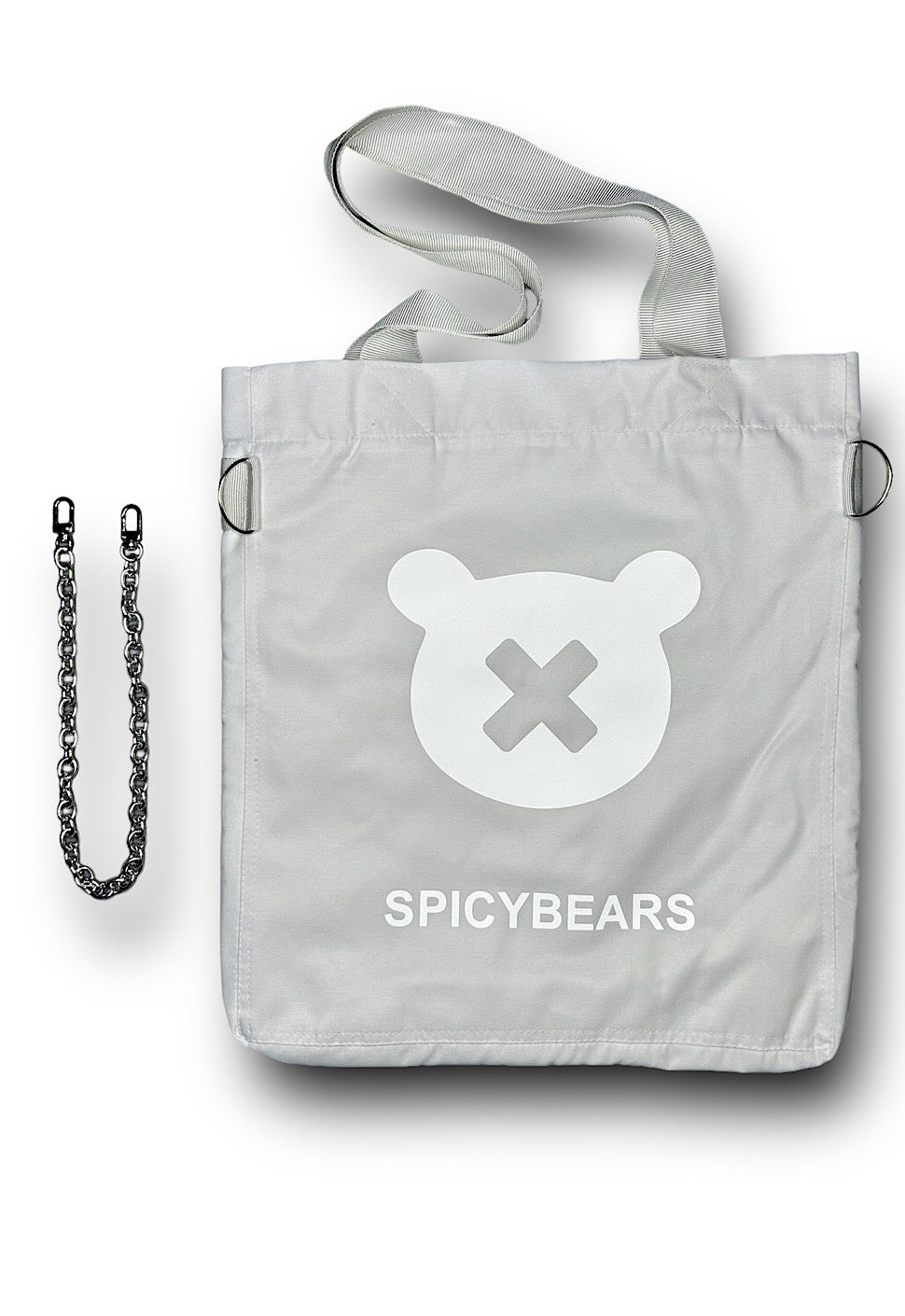 SPICYBEARS Logo Tote | White | White Reflective - SPICYBEARS