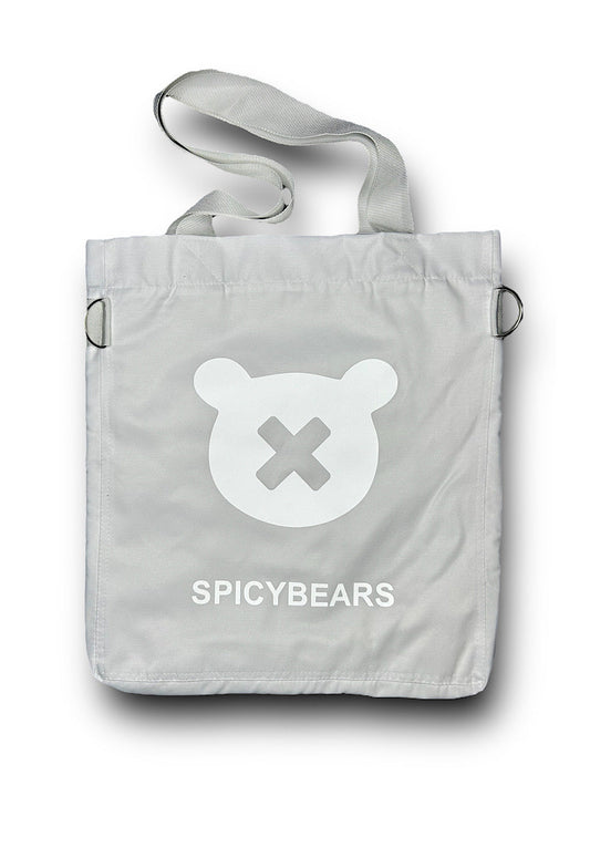 SPICYBEARS Logo Tote | White | White Reflective - SPICYBEARS