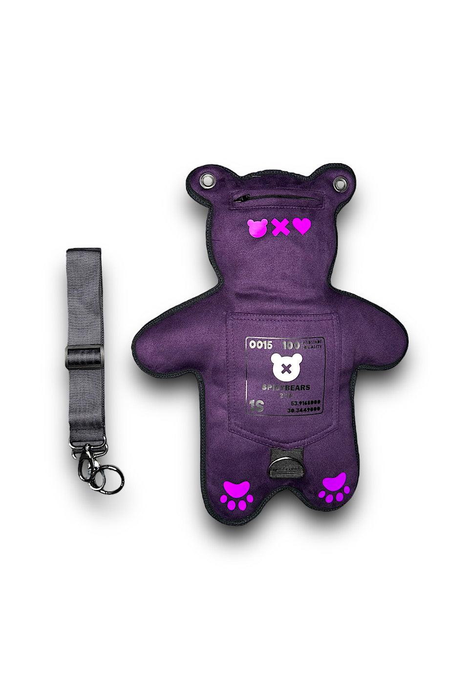 Violet Faux Suede | White Reflective | Purple Heart Edition Bear Bag