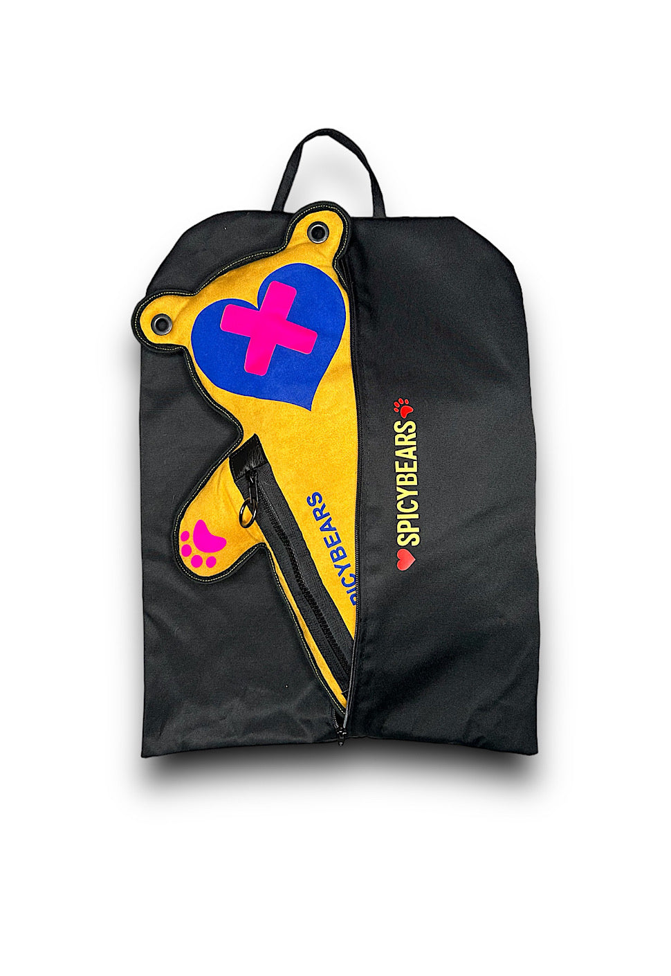 Yellow Faux Suede | Neon Pink | Blue Velvet Heart Edition Bear Bag