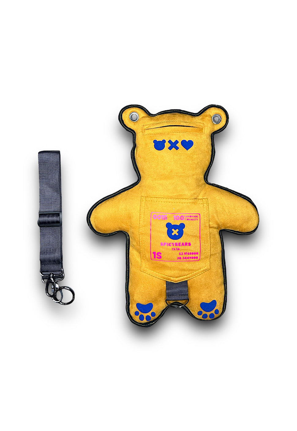 Yellow Faux Suede | Neon Pink | Blue Velvet Heart Edition Bear Bag