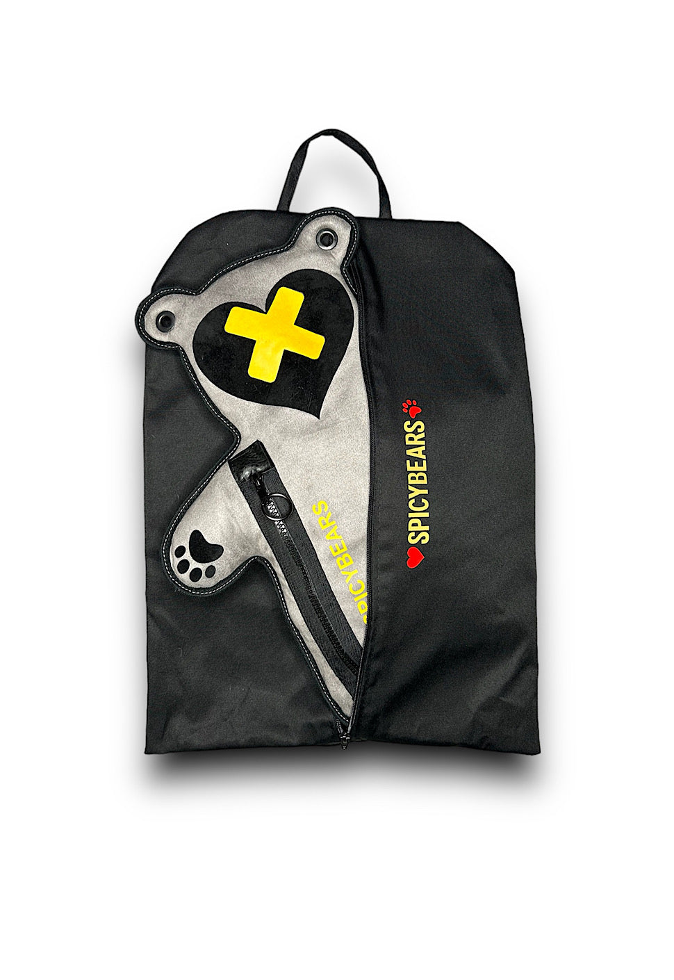 Gray Faux Suede | Yellow | Black Velvet Heart Edition Bear Bag