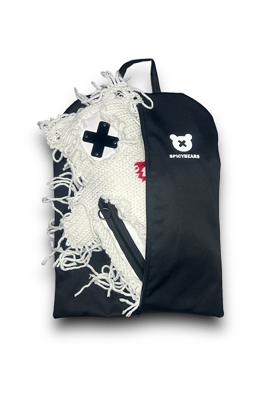 White | White Semi-Wool Coat | Valentine's Spooky Bear Bag - SPICYBEARS