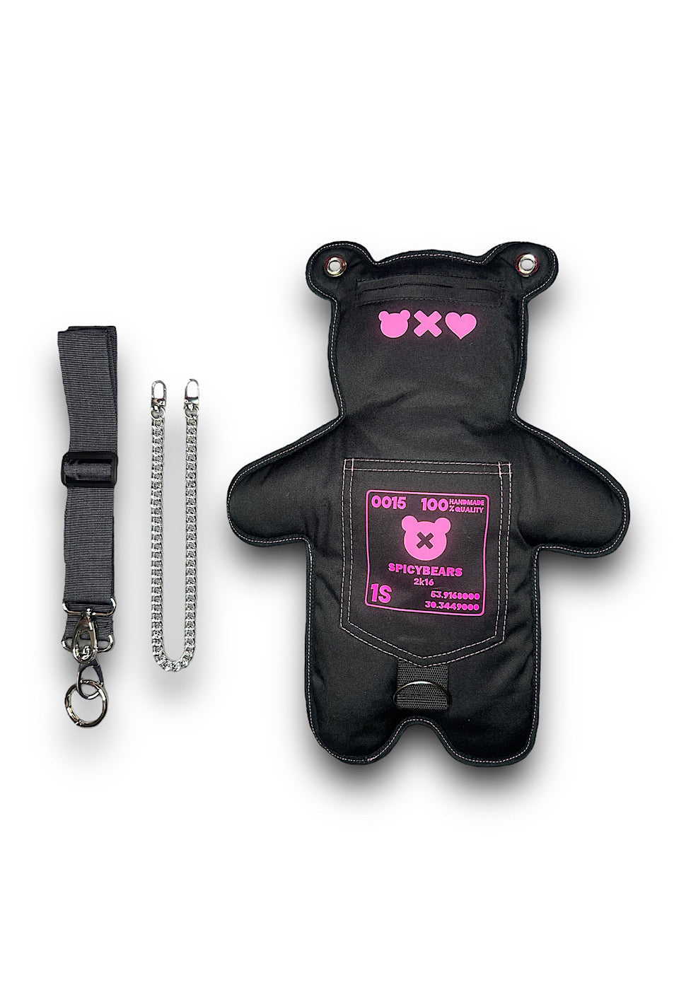 Black | Pink Reflective Bear Bag